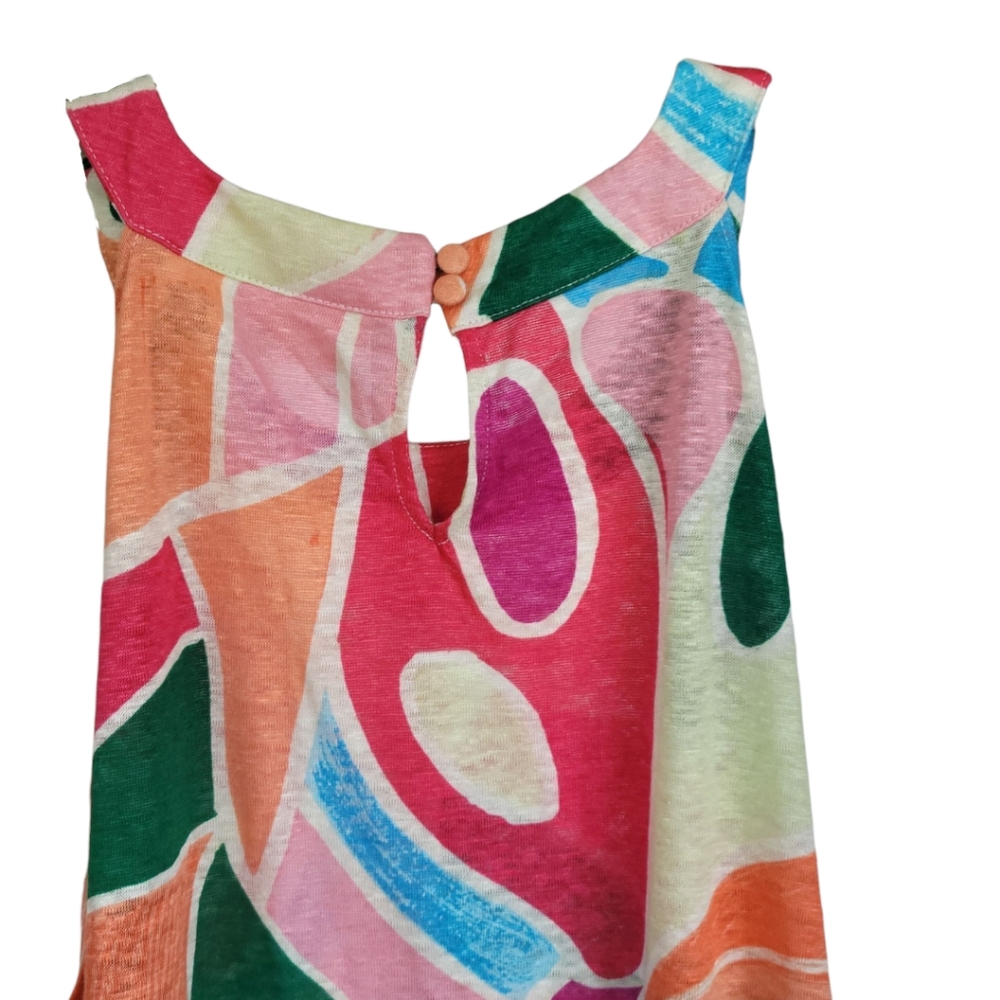 NWT Christian Siriano Linen Sleeveless Tank Top 3X Multicolor Artsy Boho - Picture 6 of 12